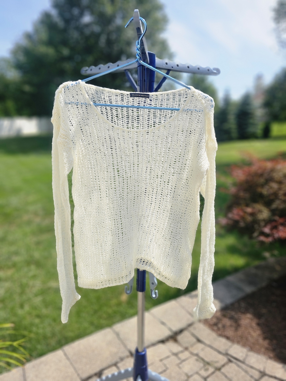 Brandy Melville - Cream Open-Knit Scoop Neck Sweater